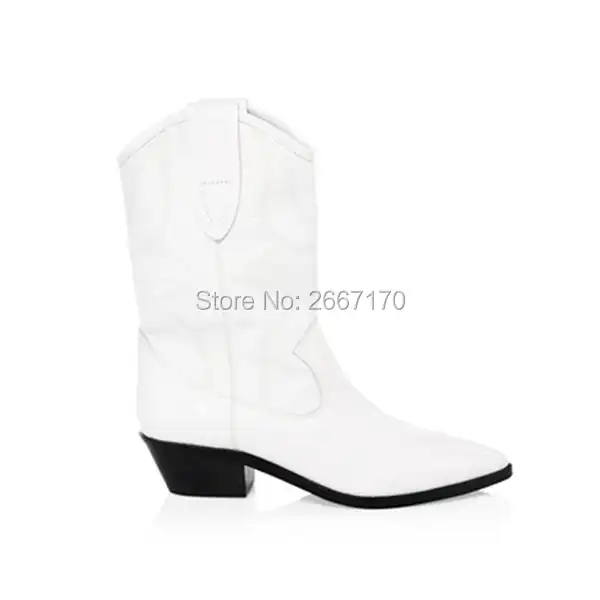 white leather pointed toe boots