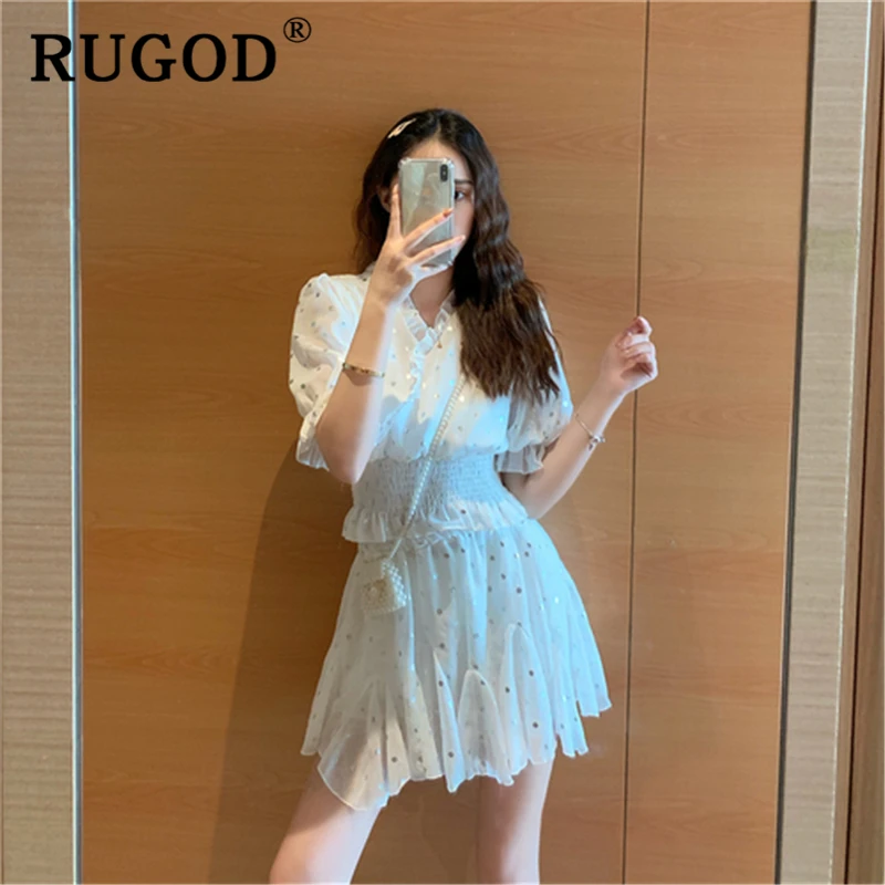 Женский шифоновый комплект RUGOD элегантный из 2 предметов в Корейском стиле мини