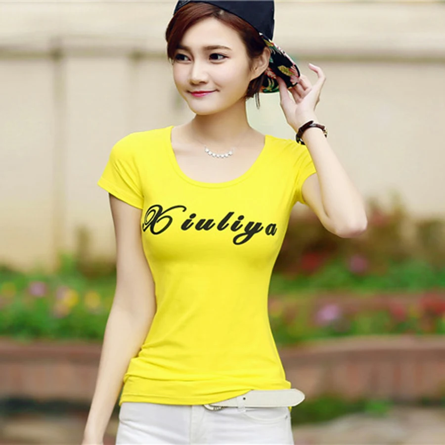 6313 Yellow Letter Printed T-Shirt