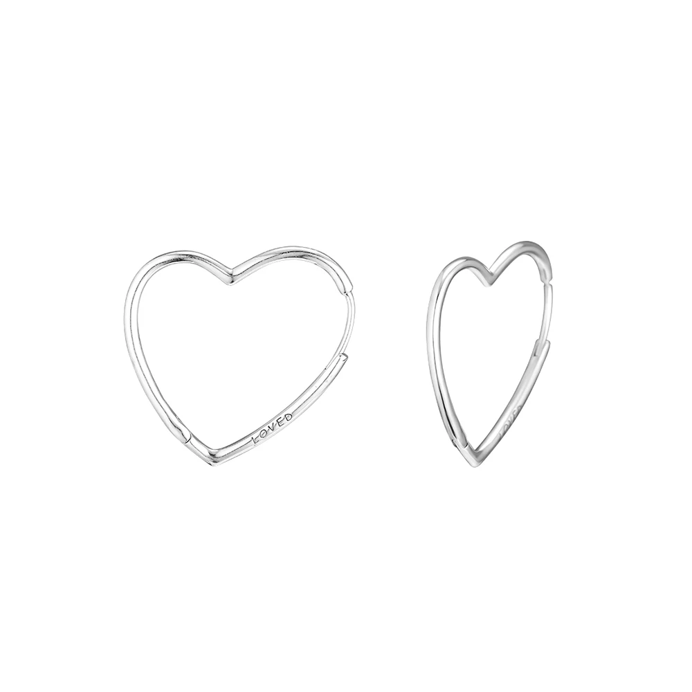 Серьги кольца Асимметричные женские из серебра 100% пробы с