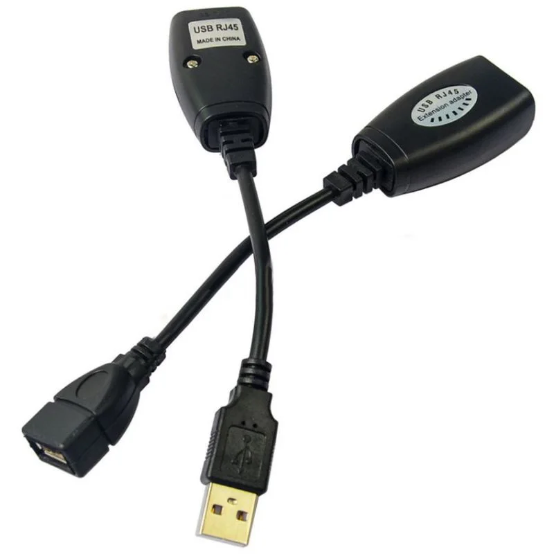 2 шт./лот USB удлинитель Ethernet RJ45 Cat5e/6 кабель LAN адаптер набор