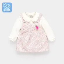 Весенне-осеннее платье-майка для маленьких девочек хлопковая детская одежда с цветочным принтом платье принцессы От 0 до 4 лет