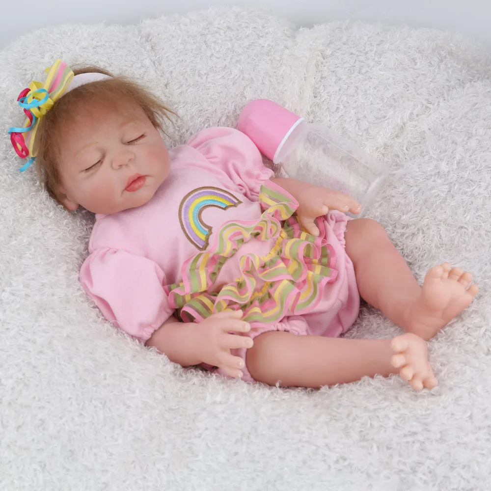 

KAYDORA 17inch 43cm Full Silicone Reborn Baby Dolls Alive Bebe Reborn Lifelike Realistic Sleeping Girl Rainbow Birthday Gift
