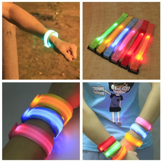 2 Pcs LED Flashing Wrist Band Bracelet Arm Belt Light Up Glow Dance Party Decor LBShipping