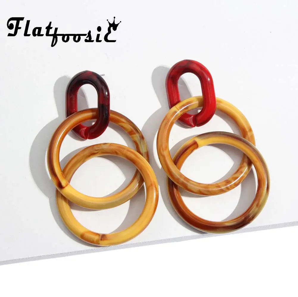 Женские винтажные серьги Flatfoosie акриловые длинные висячие 3 цветов новые