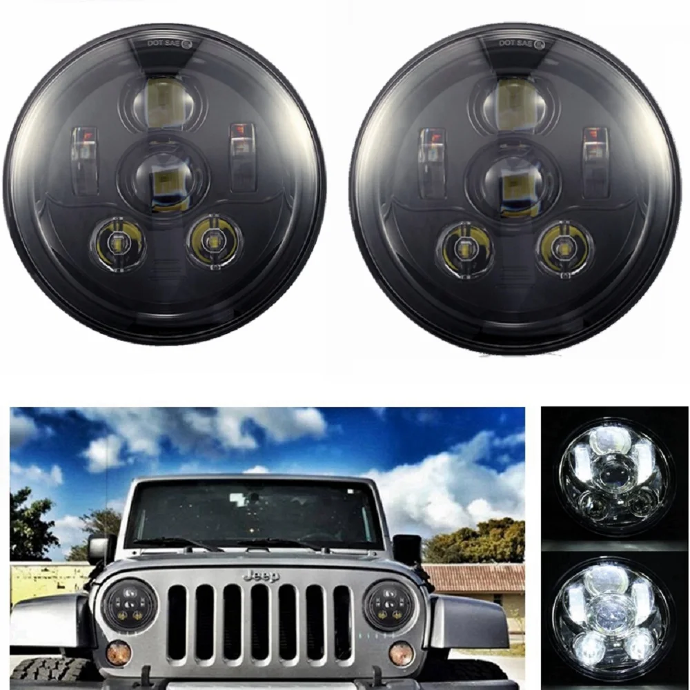 7 inch LED round Headlight for 07-15 Jeep Wrangler JK Headlights LAND ROVER DEFENDER