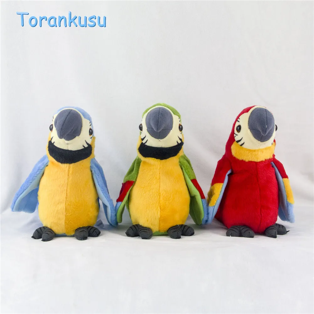 Cute Electric Talking Parrot Toy Speaking Record Repeat Waving Wings Electronic Bird Stuffed Plush Toy Interesting Kids Gift