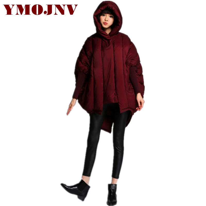 YMOJNV женская зимняя куртка новинка 2019 Вязаный плащ с рукавом свободная парка