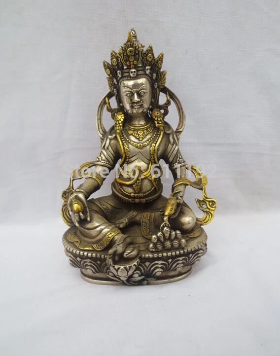 

Folk art9 Inch Tibet silver gilt Exorcism Kannon sculpture, Home decoration buddha statue Metal crafts