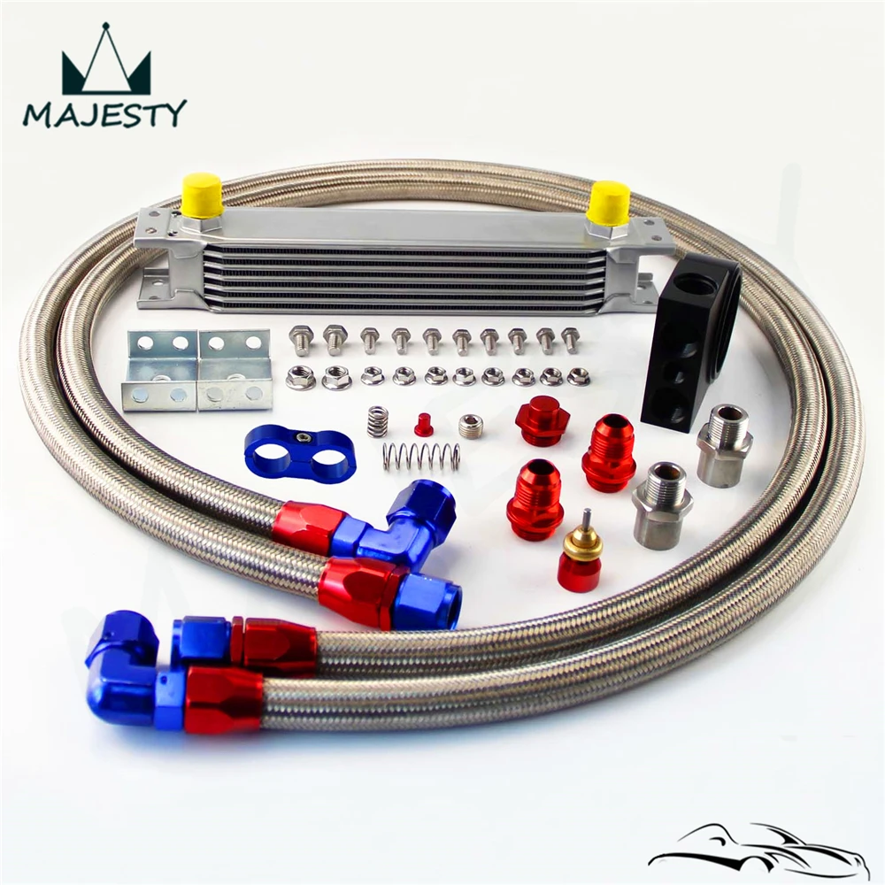 Universal New style AN10 7 row oil cooler + thermostat Sandwich Plate