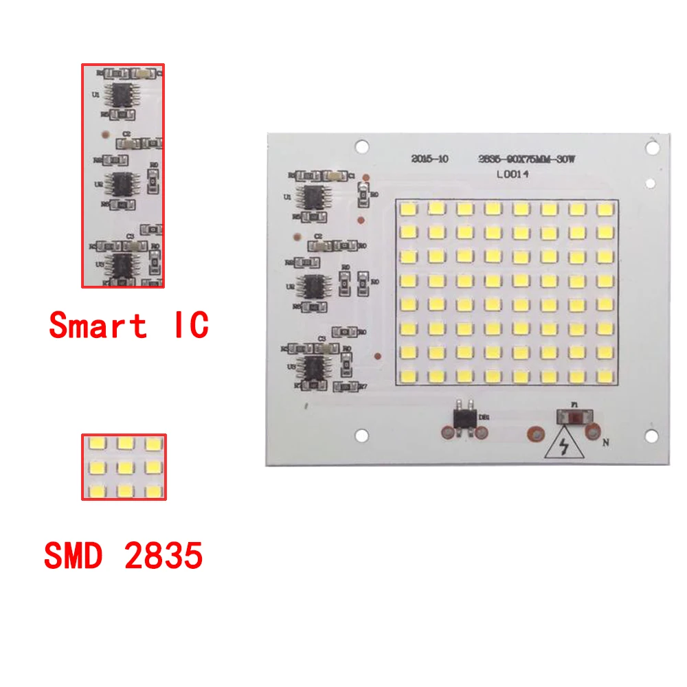 10 шт./лот Smart IC SMD светодиодные чипы лампа Вт 20 30 50 100 220 В DIY для наружного прожектора