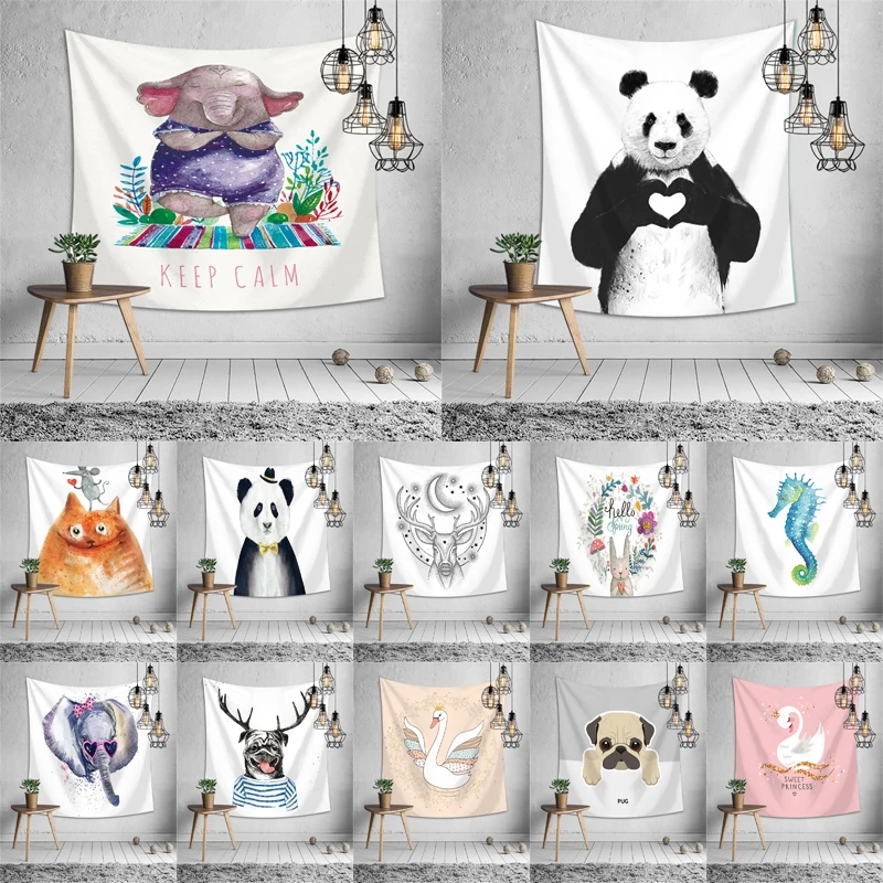 

fabrics waterproof tablecloth large cartoon print bedspread bedroom child's rug home decoration polyester wall hanging tapestry