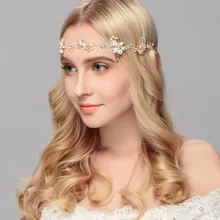 Pérola Headband do Cabelo Folha De Ouro Do Casamento Headpiece Bridal Acessórios Para o Cabelo Do Casamento Da Videira 2016