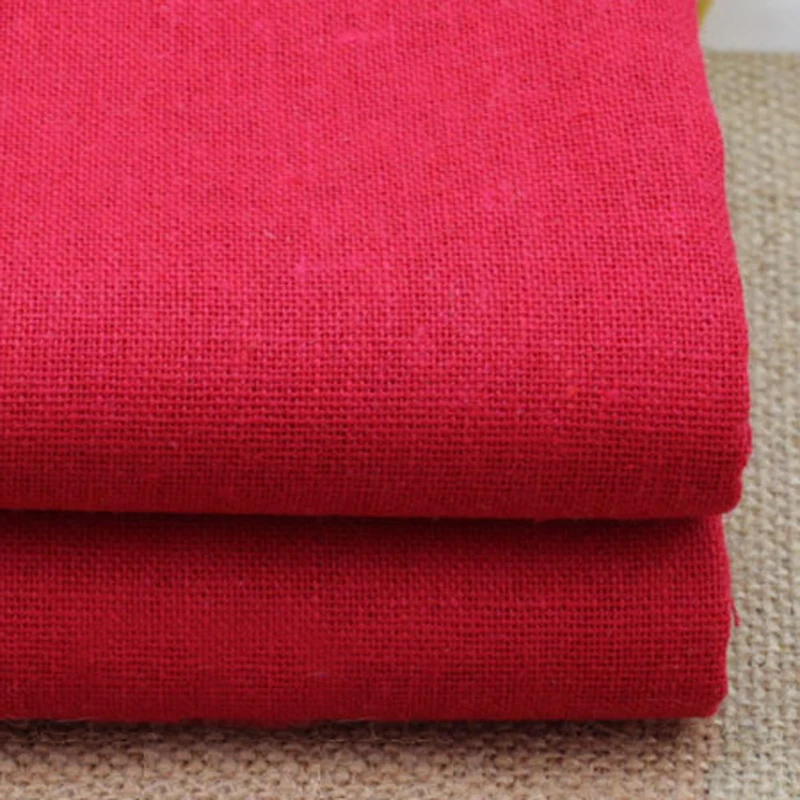 100*140cm solid red fabric cotton linen textile for clothing dress