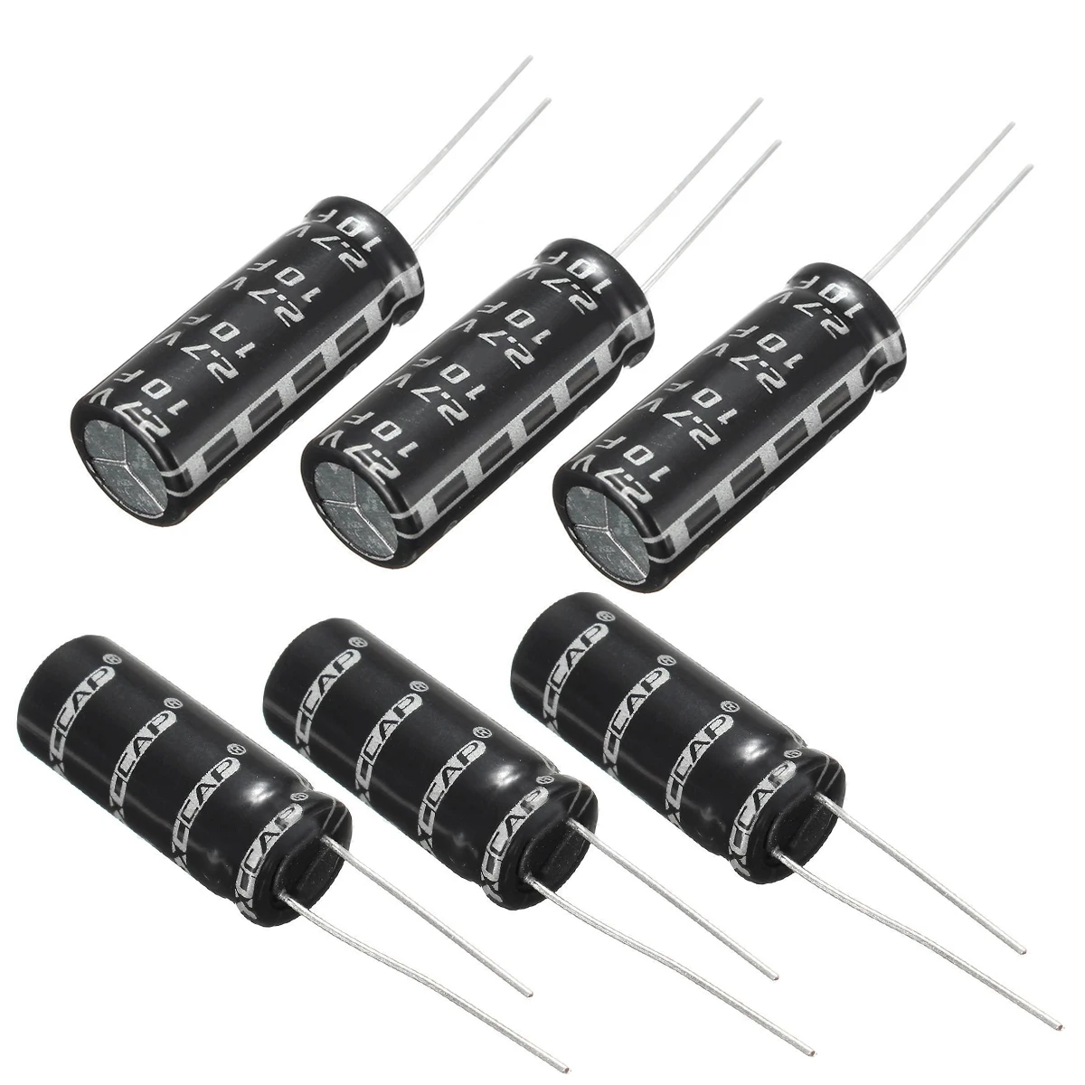 6pcs 2.7V 10F Cylindrical Ultra Super Farad Capacitor High Power Supercap