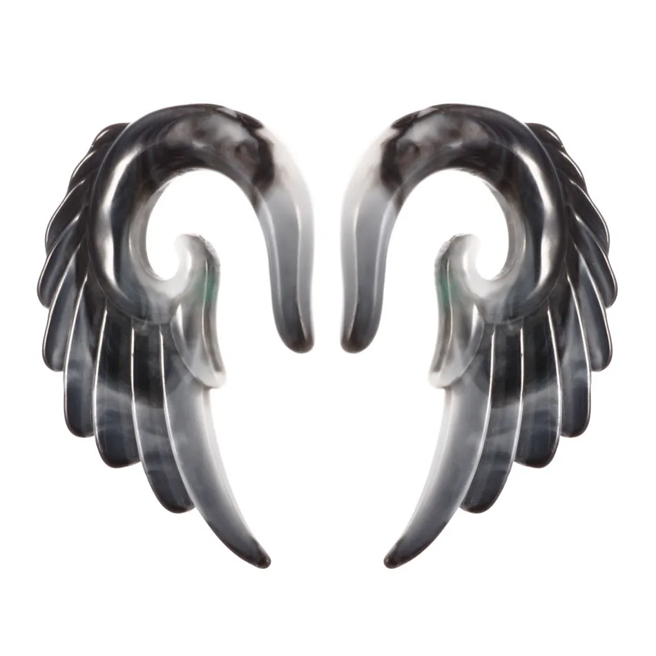 

1PCS Gauges For Ear Tunnels Earrings Stretching Tapers Black Acrylic Angel Wing Expander Stretcher Body Jewelry Gift