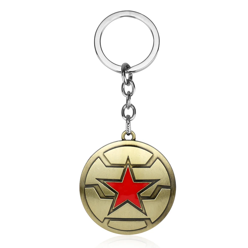 

dongsheng Captain America The Winter Soldier Keychains Five Star Shield Logo Alloy Key Chain Ring fans Gift