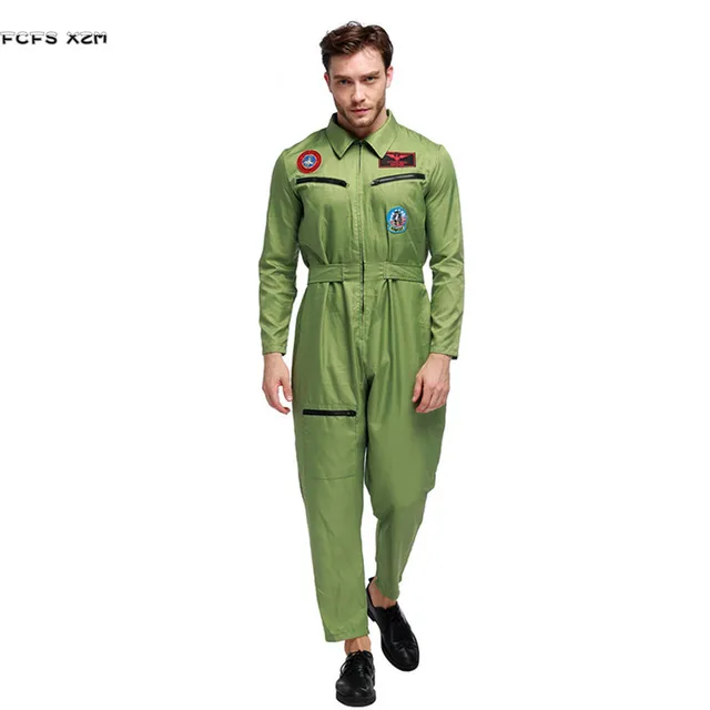 green pilot jumpsuit