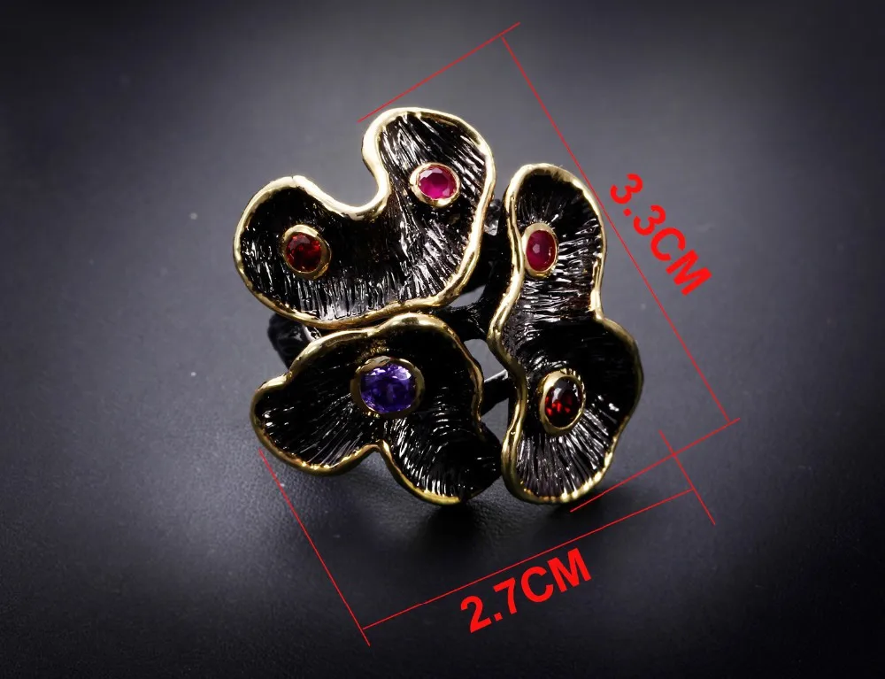 DC1989 Special New Colors Rings For Women Flower Engagement Ring Gold& Black Plated Environmental Friendly Material Lead Free