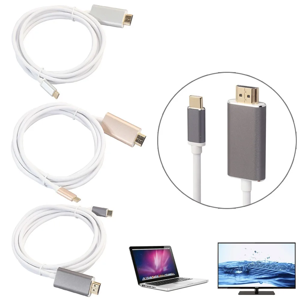 

2019 New USB-C USB 3.1 Type-C Male to HDTV HDMI Male Cable 4K Adapter Cable for MacBook Pro Samsung Galaxy S8/S8+