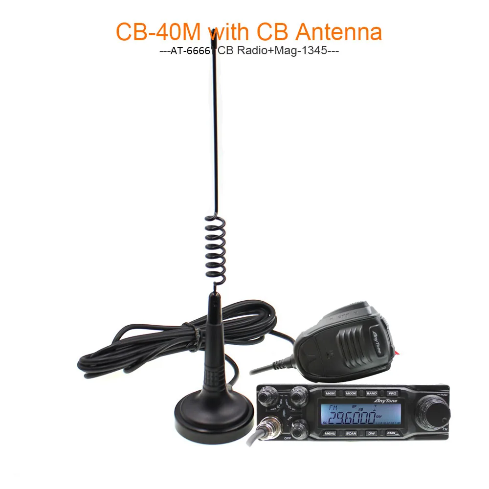 AT-6666-MAG1345 CB radio large LCD displays AT-6666 AM FM USB LSB PW CW 10 meter 28.000-29.700MHz 40channels+ Program cable - Цвет: AT-6666-MAG1345