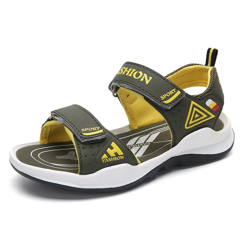 Big Children sandals boys PU leather summer shoes 6-16 years child beach sandals Kids canvas rain breathable flats shoes 