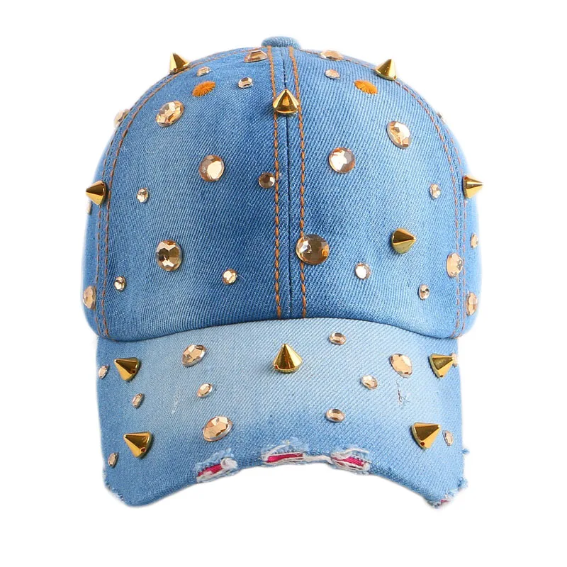 Лидер продаж Rhinestone Спайк шпильки в стиле хип-хоп Snapback шляпы для женщин Новинка для женщин Брендовые женские спортивные бейсболка Открытый