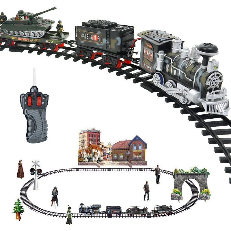 Classic Electric Steam Smoke Track Train With Light Simulation Train Sound independent Assembly Toys for children 2