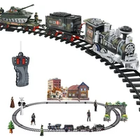Classic Electric Steam Smoke Track Train With Light Simulation Train Sound independent Assembly Toys for children 2