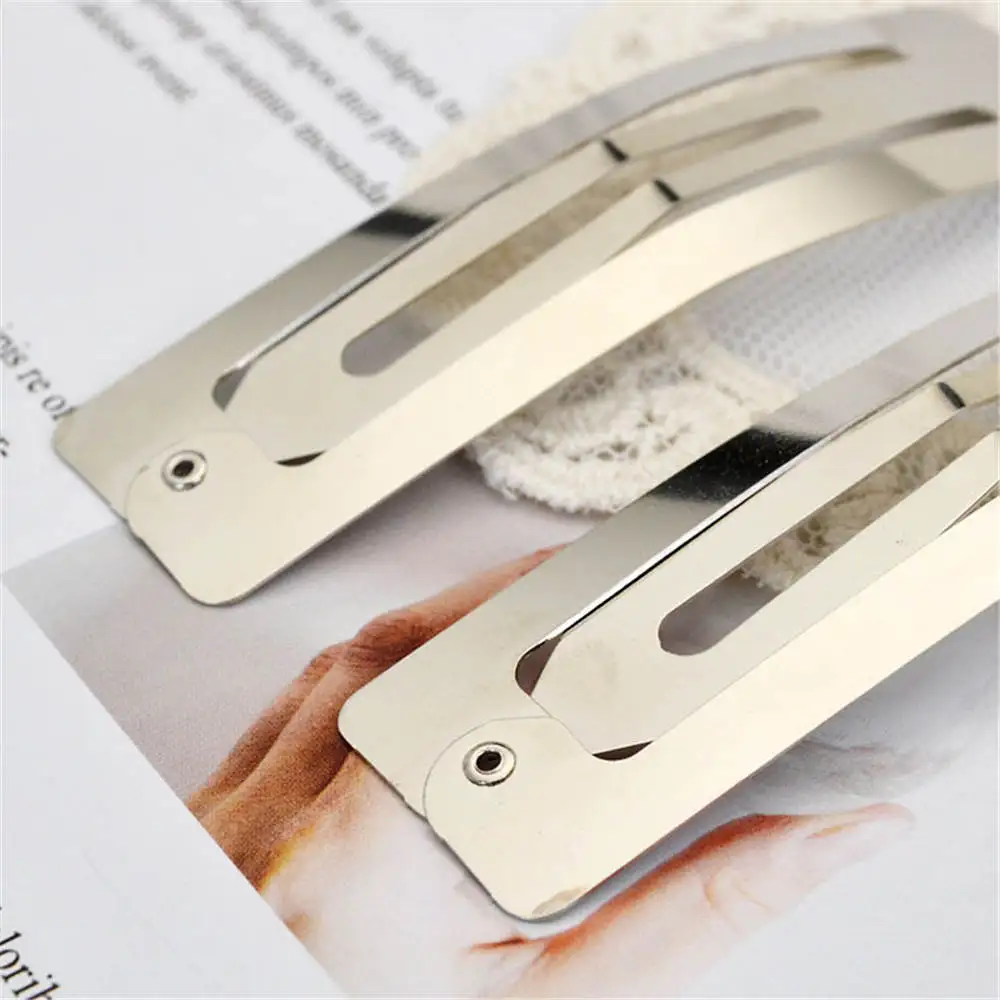 10pcs 7cm Silver Metal Hair Snap Clips Baby Girl Women Bow Prong Craft DIY