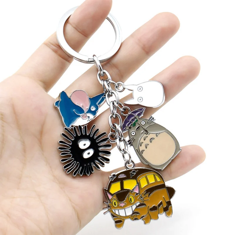 

Japanese Anime Cute My Neighbor Totoro Keychain Metal Chinchilla Pendants Key Ring Backpack Key Chains Toy