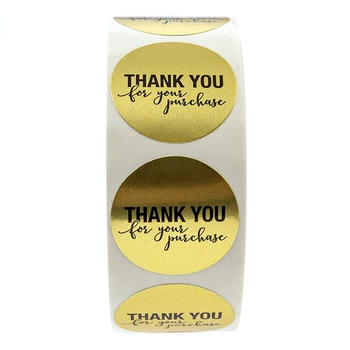 

1 Inch Round Gold Foil Thank You For Your Purchase Stickers / 500 Labels Per Roll