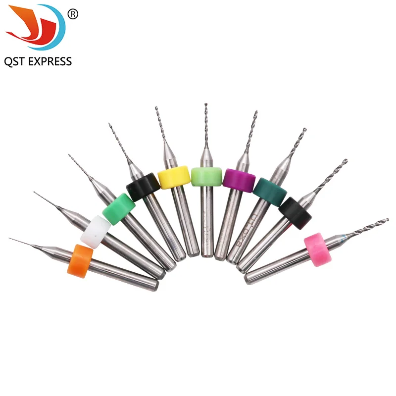 

QSTEXPRESS 10pcs 0.3-1.2mm PCB Print Circuit Board Carbide Micro Drill Bit Tool Set
