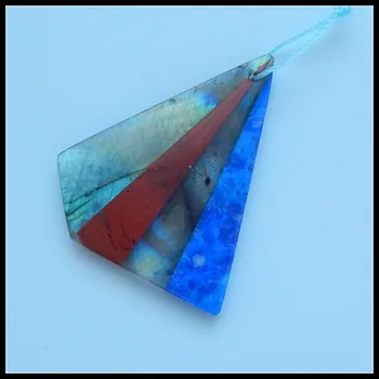 

Wholesale 1PCS Labradorite ,lapis lazuli with red river jasper fashion Gemstone Pendant Bead,32x26x4mm,3.9g