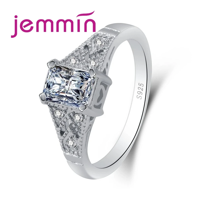 

Jemmin Gorgeous Big AAA Square Cut Cubic Zirconia 925 Sterling Silver Rings Fashion Wedding Jewelry Female Engagement Ring