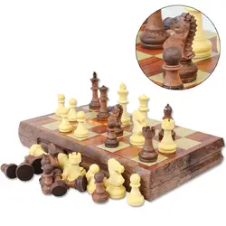 Новые международные Шахматные шашки Складные Магнитные высококлассные деревянные WPC зерновая доска шахматы английская версия с мм 72 мм King