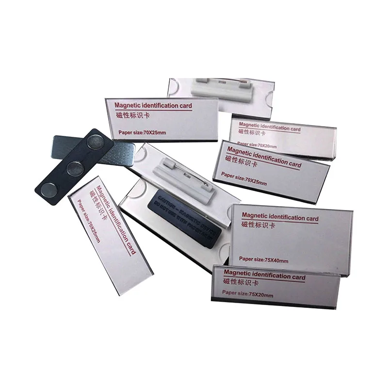 

5pcs Reusable Acrylic Badge With Window Identity Glass Plastic Magnet or Pin Name Tag With Many Sizes