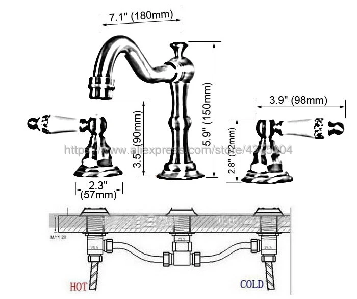 Basin Faucets Oil Rubbed Bronze Widespread Bathroom Sink Faucet Double Cross Handle 3 Hole Bathbasin Mixer Taps Nhg067