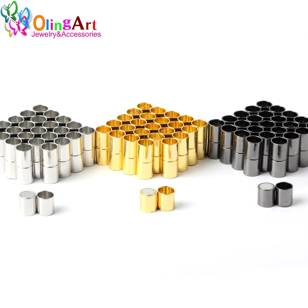 

OlingArt 6pcs 7*20MM Strong Magnetic Clasps fits 6mm Round Leather Cord Bracelets Necklaces End Caps DIY Jewelry Making