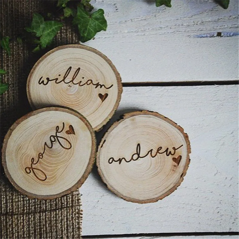 

50pcs Rustic Wedding Name Place Settings, Personalized Wooden Name Place, Rustic Wedding Favour, Wedding Table Decoration