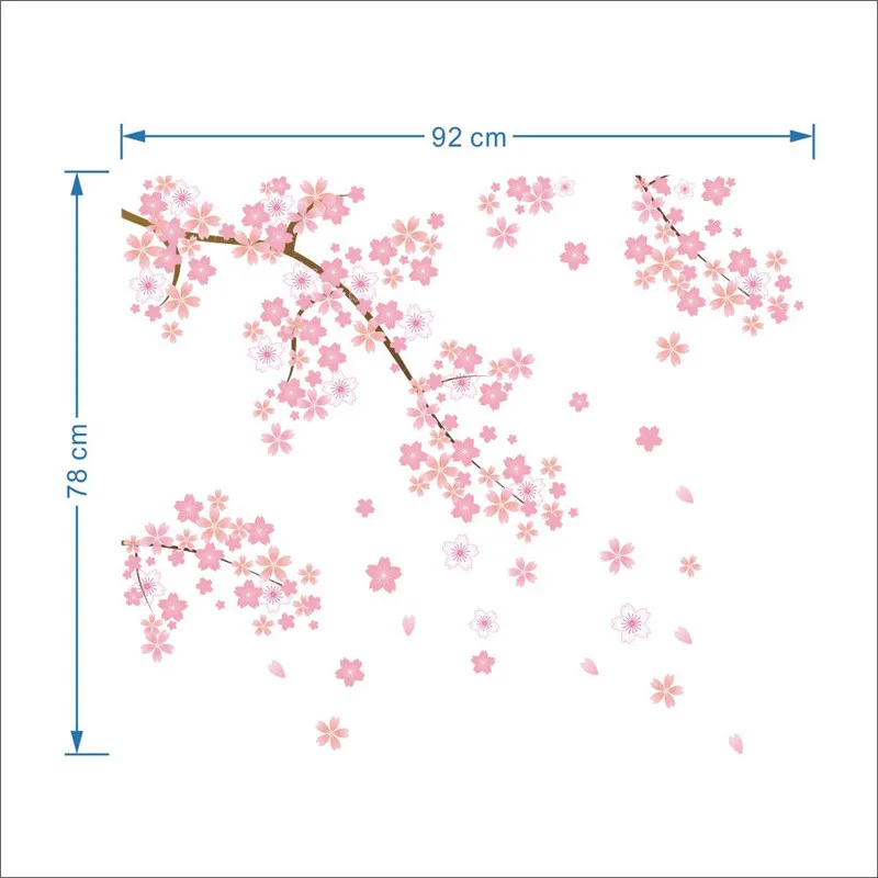 Розовый Вишневый цветущее дерево романтическая diy Наклейка на стену для дома Наклейка для девочек спальня ТВ фон декоративный магазин Кухня Фреска