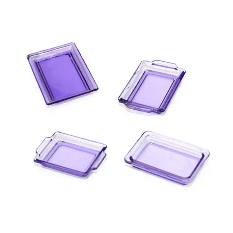 4pcs/set 1:12 Dollhouse Miniature Trays Plates Model Dollhouse Accessories Kitchen Tableware Toys