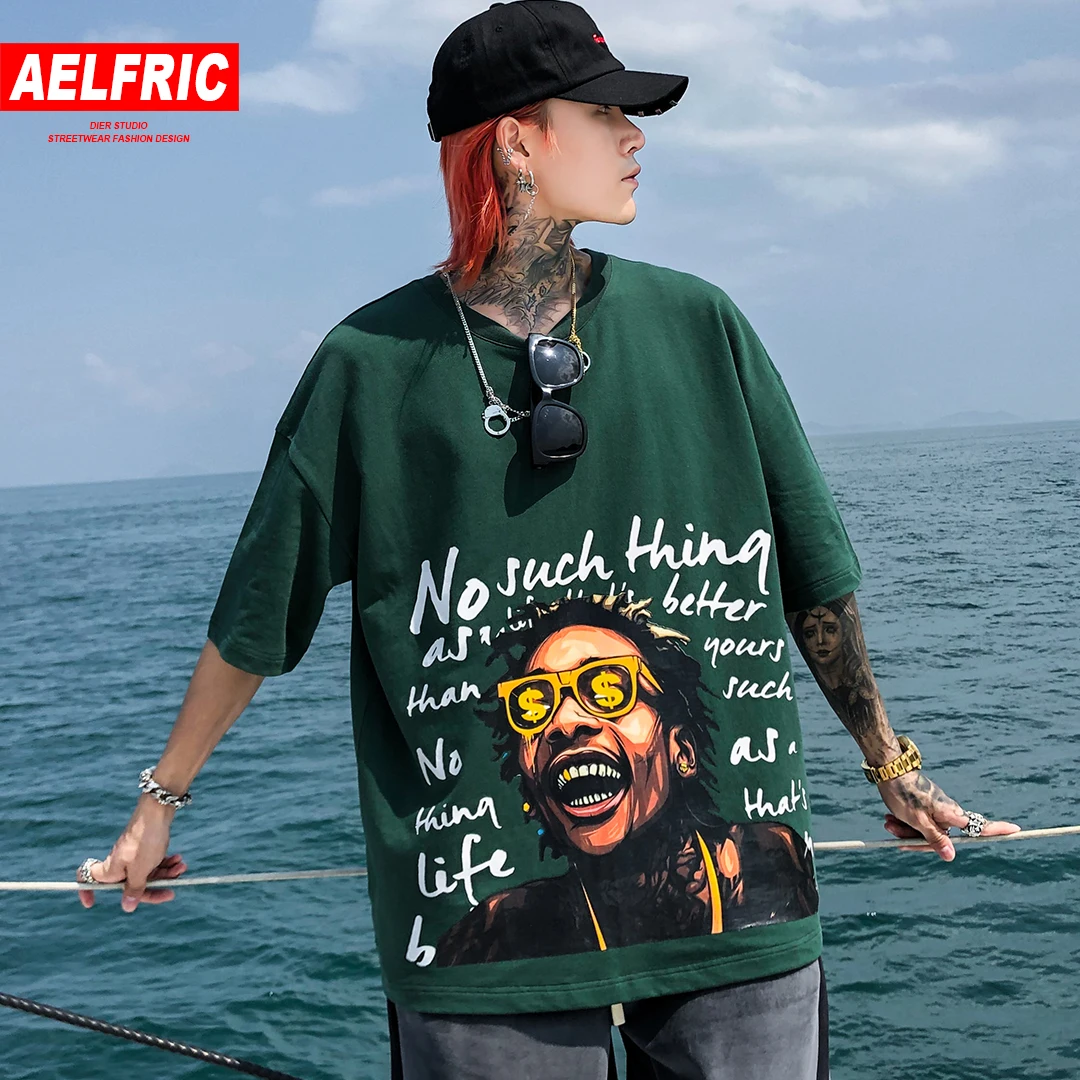 AELFRIC Dollar/Модная Повседневная Уличная футболка с короткими рукавами из хлопка в стиле хип-хоп, топы, футболки Harajuku