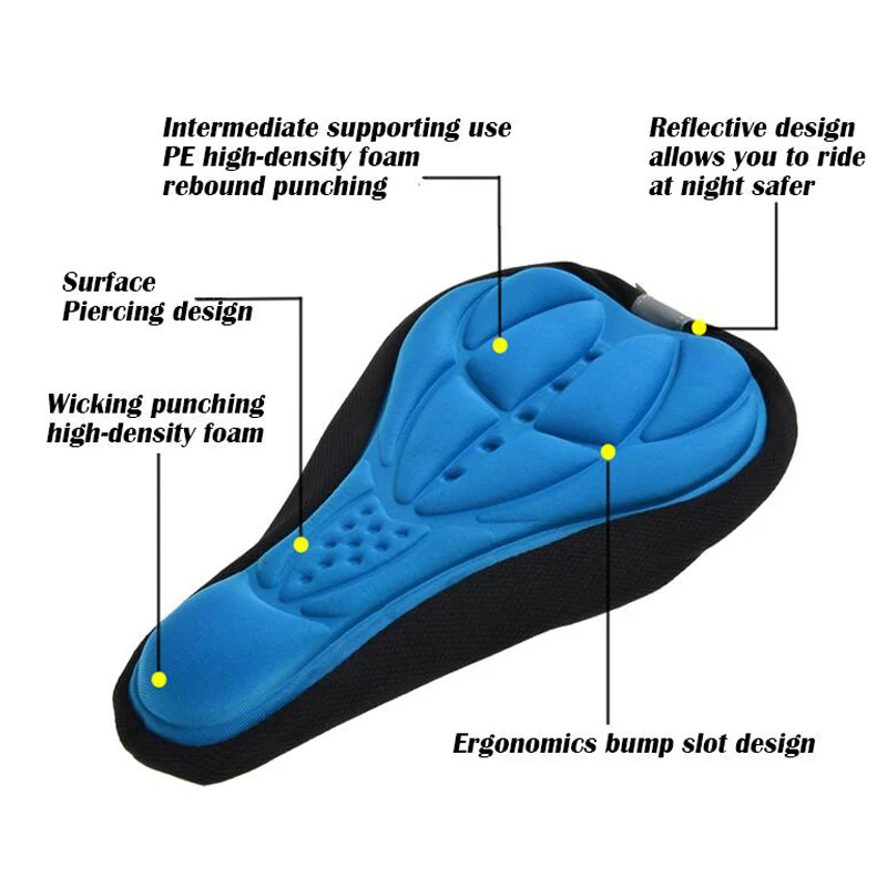 3D Силиконовое сиденье для велосипеда, мягкая утолщенная подушка для горного велосипеда, гелевая Подушка для велосипеда