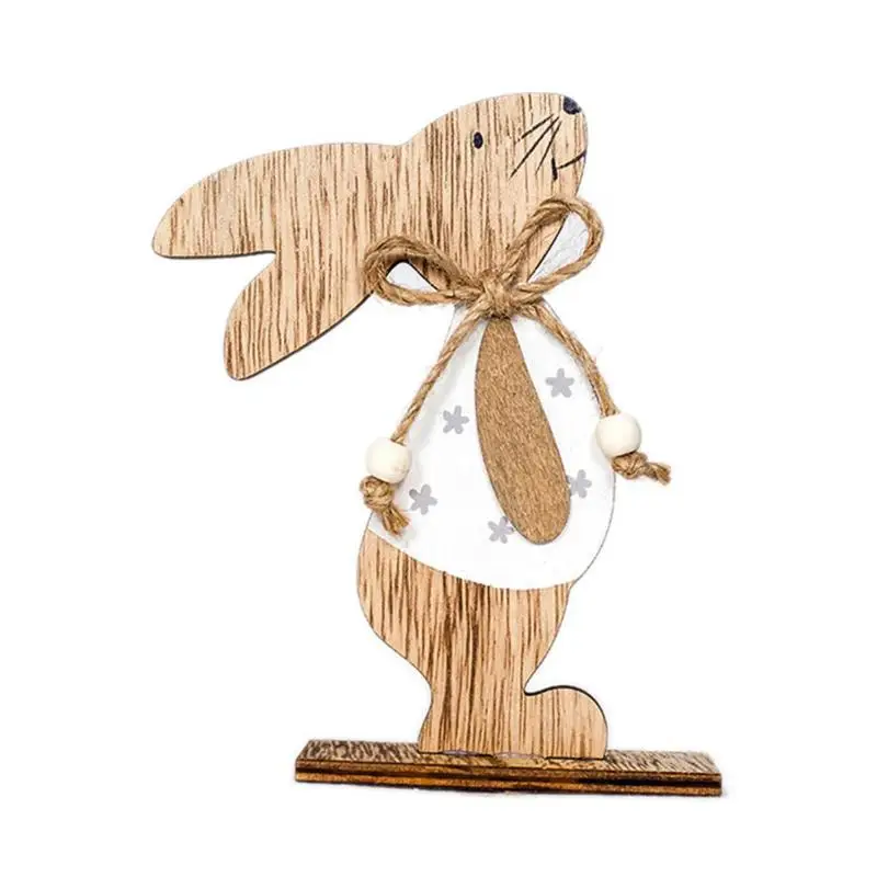 Wood Easter Rabbit Stand Natural Wood Rabbit Doll Festival DIY Ornament's toy - Цвет: C