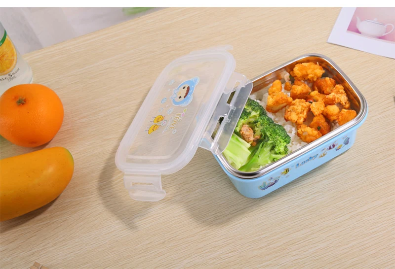 Милые коробка для обедов с мультипликацией Bento Box с отделениями нержавеющая сталь пластик еда контейнер Ланчбокс еда коробка Посуда