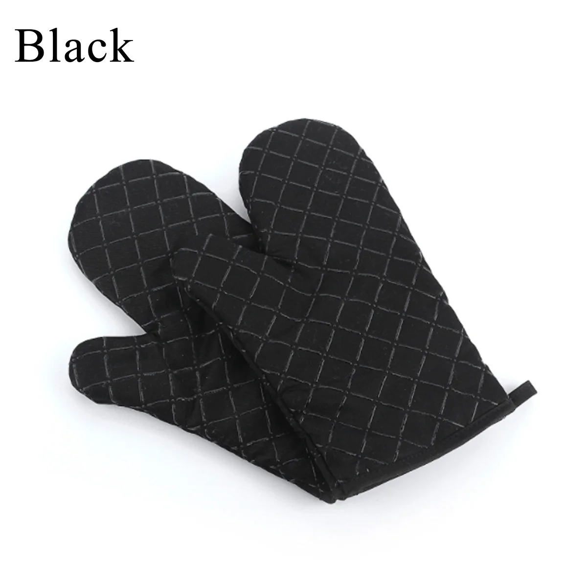 Black Перчатка для духовки, одна пара, термостойкие Рукавица для кухни, кухонная утварь, рукавица и прихват для микроволновой печи, утолщенная для кухни, изолированная Нескользящая Перчатка - Цвет: Black