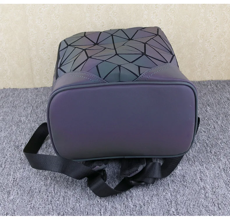ZYJ Women Luminous Geometric Casual Backpacks Travel Girls Leather Laser Discoloration Shoulder School Backpack Mochila Bag (20)