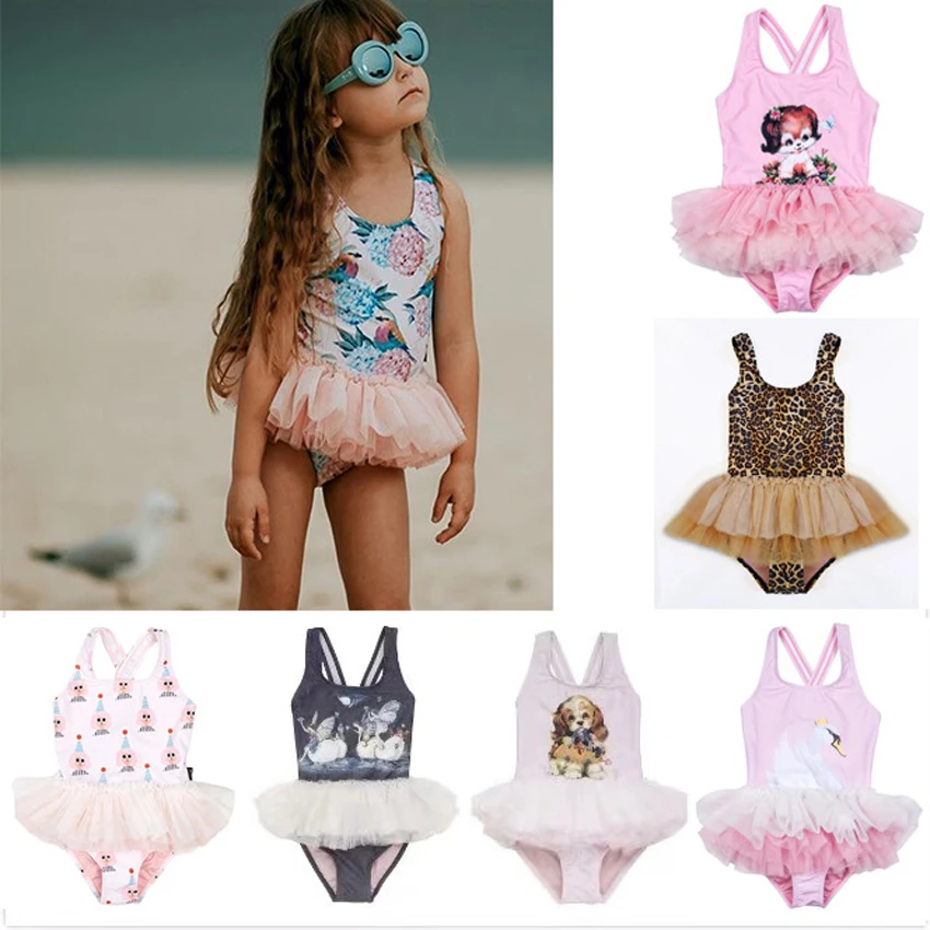 

2019 ZMHYAOKE Baby Girl Clothes Baby Children Beach Swim Ballet Skirt Cartoon One-piece Sunscreen Swimsuit Baby Girl Summer Top