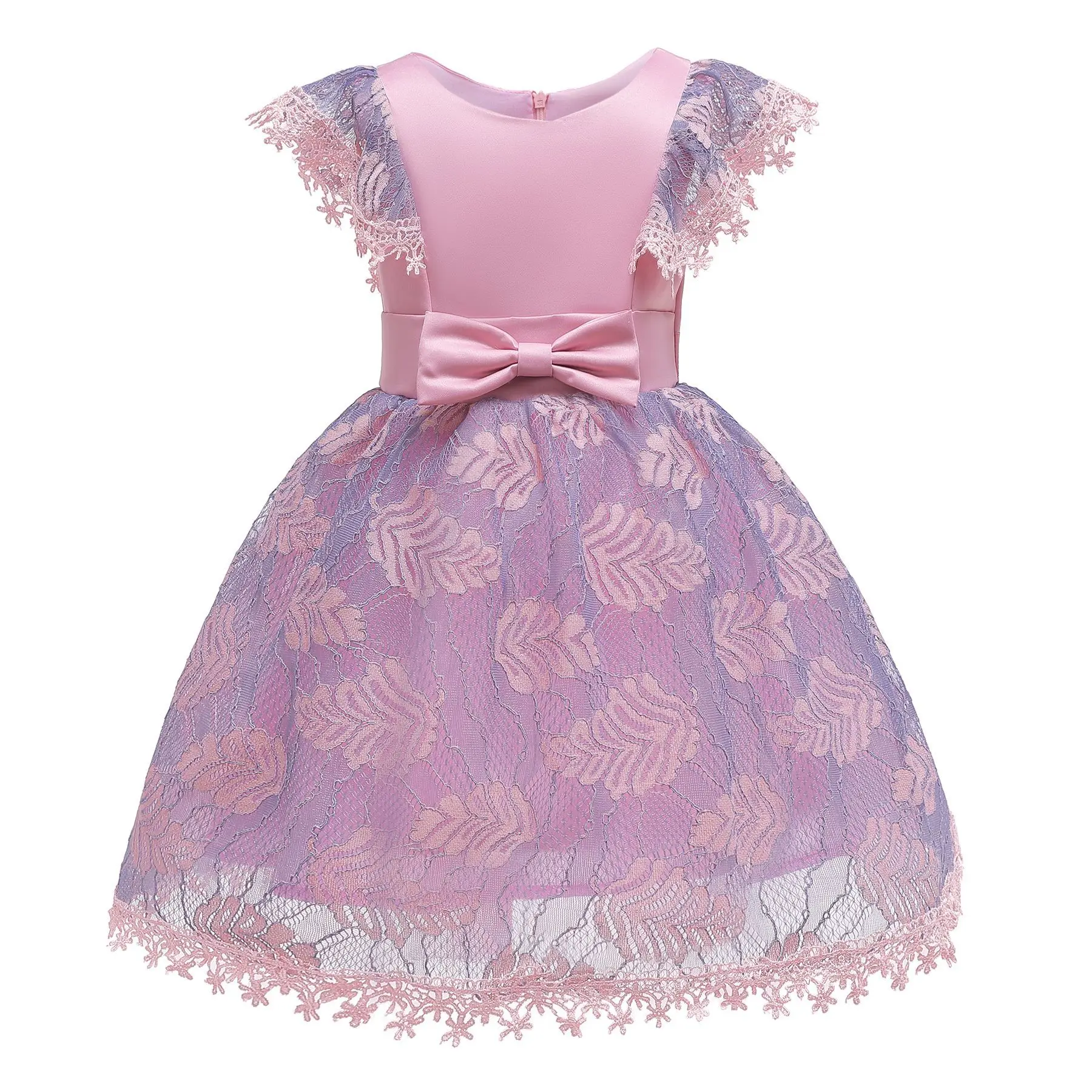 

Baby Girls Birthday Cute Dresses Children's Lace Bow Purple Princess Dress Kids Tree Leaf Party Costume Christmas Vestidos